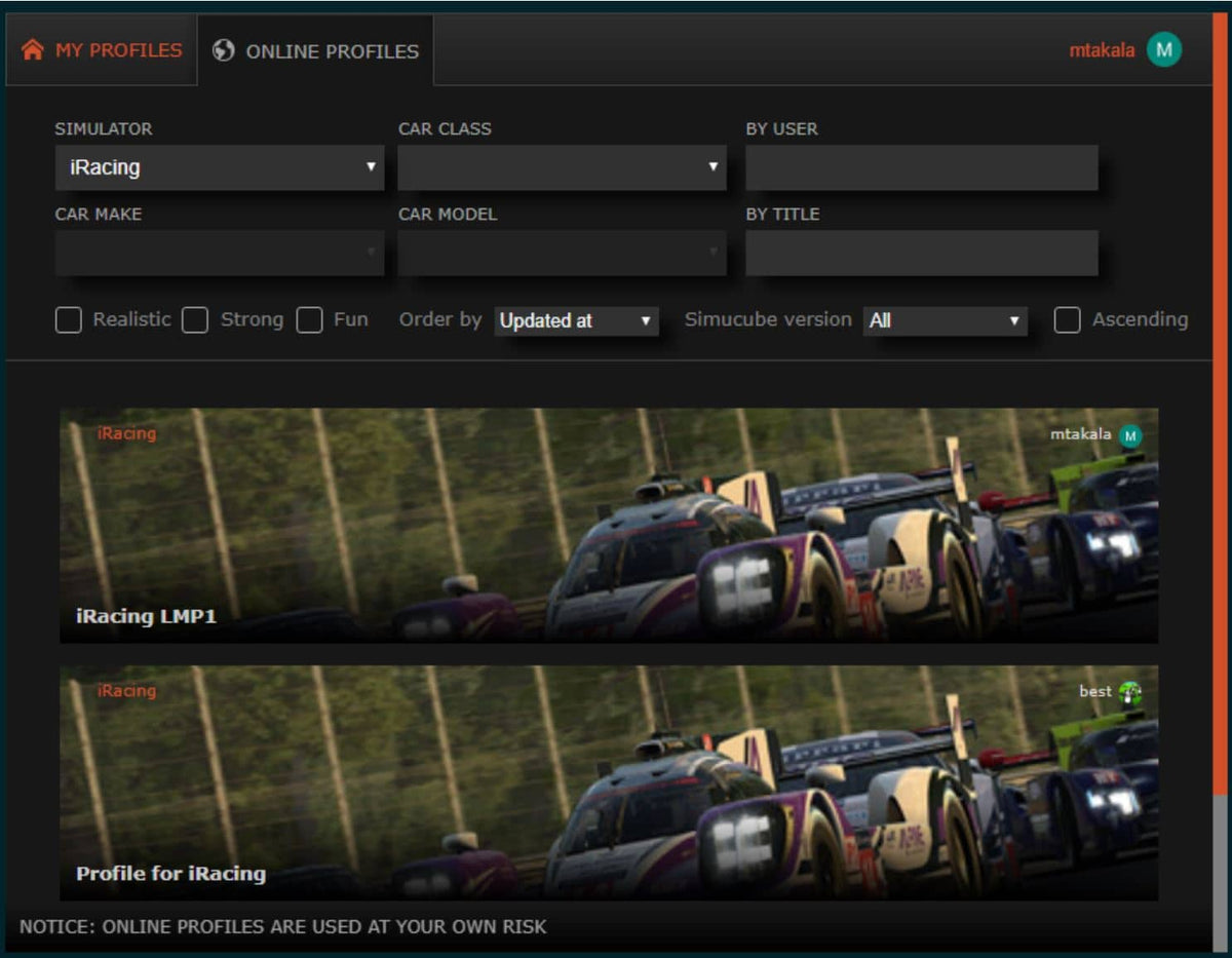 Preview of upcoming Simucube Profile Online 1.0
