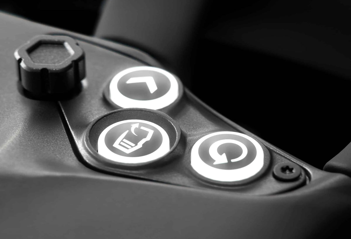 Easy to reach, backlit interchangeable buttons